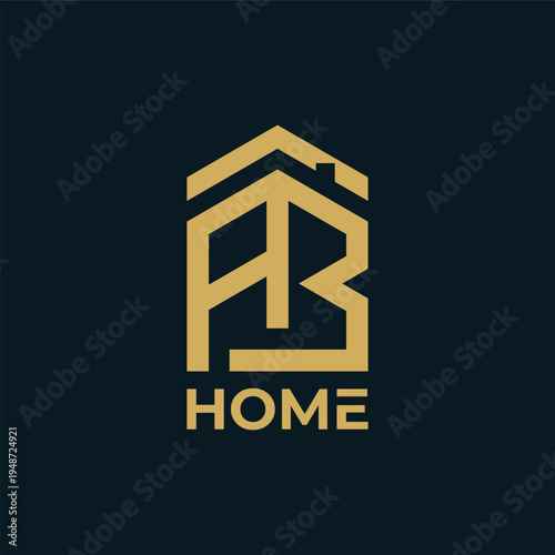 AB HOME logo design, modern real estate symbol, luxury property icon