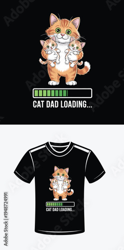 Cat Dad Loading Text with Orange Cat Family and Loading Bar Keywords: cat dad, loading, cat