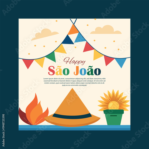 Happy sao joao festival celebration graphic