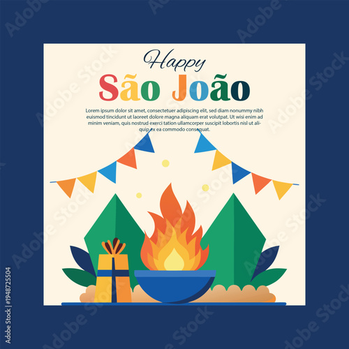 Happy sao joao brazillian festivity with fire