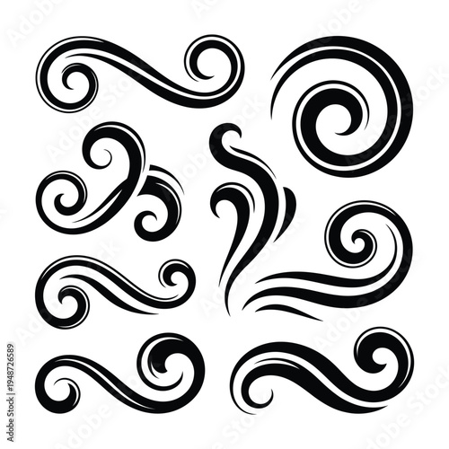 Vintage decorative swirl flourish ornament vector set, ai generated