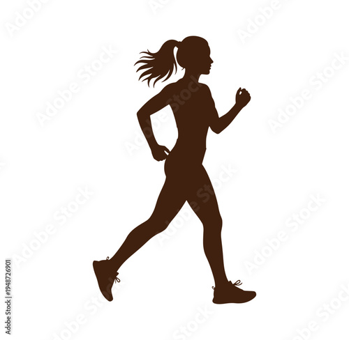 woman running in athletic clothing with ponytail