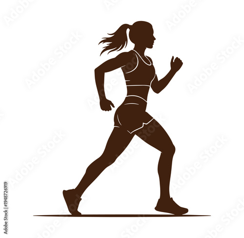 woman running in athletic wear with ponytail  female runner in motion