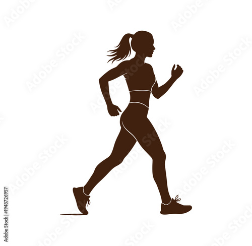 woman running in athletic wear with ponytail silhouette