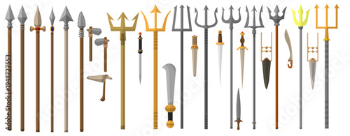 Various Spears, Tridents and Other Weapons Models
