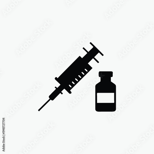  syringe with medicine bottle icon template 