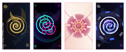 Swirl poster design, spiral abstract advertisement layout, vortex magazine cover template, aura flyer art, fluid bloom brochure, wave editorial branding, premium geometric swirl marketing visual
