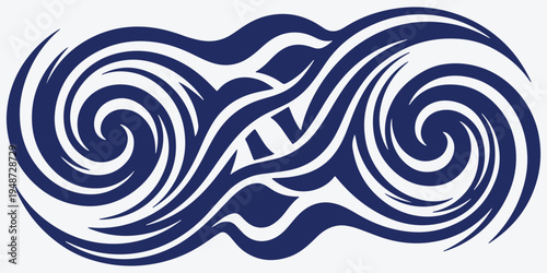 curl,blue,white background flat design for serene pattern vector graphic for meditation app UI