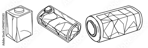 Lithium battery set with abstract line art of a crystalline structure featuring lithium battery, energy, EV with polygonal and crystalline