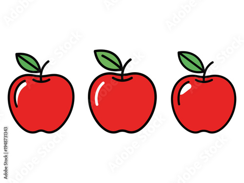 Three red apples vector