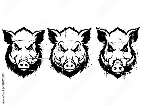 Wild boar head grunge vector