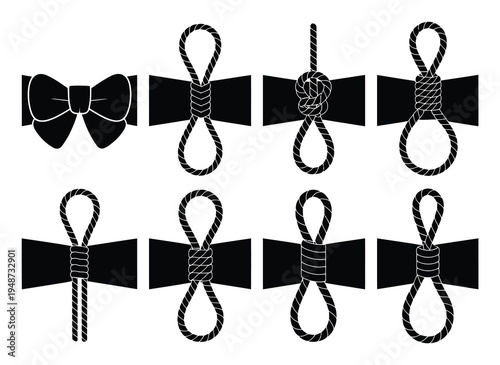 Collection of Bow Tie Knots and Rope Knots Diagrams