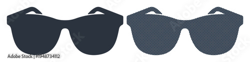 Stylish dark sunglasses displayed side by side on a clean white background