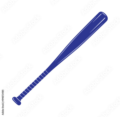 blue baseball bat with handle and knob