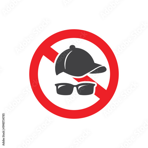 vector design prohibiting the use of head accessories such as hats and glasses