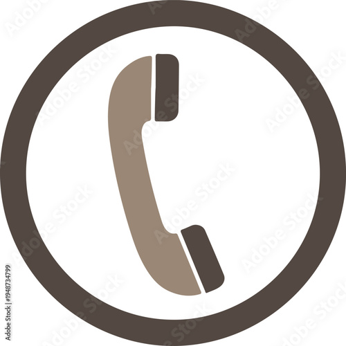 Classic telephone receiver icon inside circular frame representing telecommunication service and customer support contact