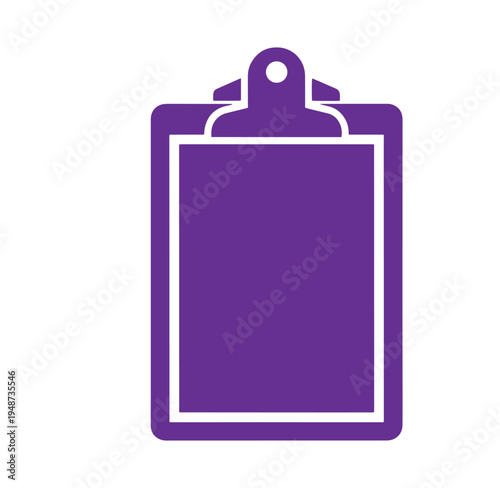 Purple clipboard icon with blank paper  office supply  graphic design element
