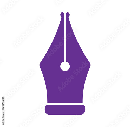 Purple pen nib icon symbol for writing and drawing tools