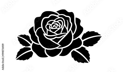 Rose Flower Stencil Vector Design Bold Floral Spray Paint Style Illustration