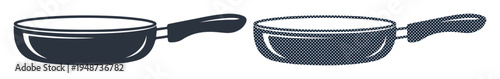 Two dark cooking pots with handles on a white background