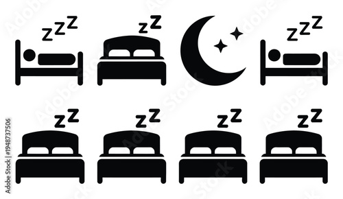 Of beds with sleeping people and a moon with stars