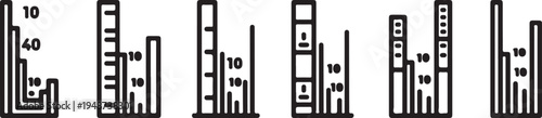 A collection of various bar graphs with labeled values and different designs Vector