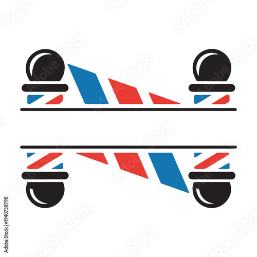 Barber pole monogram frame with split design for personalized salon branding and graphic signage