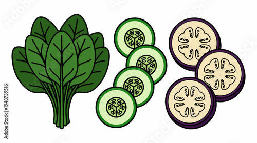 A vibrant red chili pepper with two small slices floating above it, set against a white background.