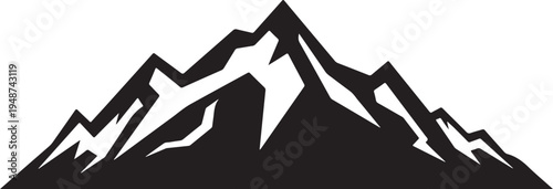 Black Mountain Range Silhouette Icon Isolated on White Background