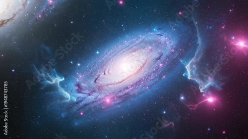 Galactic Collision Cosmic Universe Space Scene.