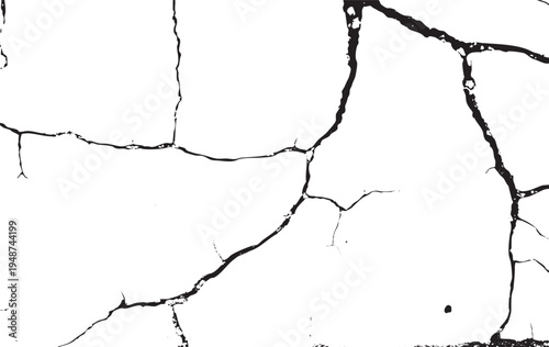 Distressed cracked wall texture grunge damage pattern black and white background