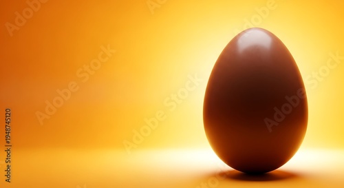 A brown egg on a yellow background