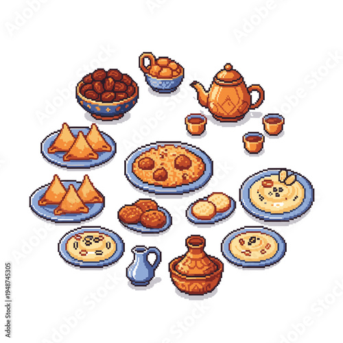 Traditional Middle Eastern Food Arrangement.