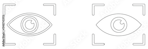 A pair of stylized eyes are framed by rectangular shapes creating a symmetrical visual composition silhouette high quality professional detailed modern