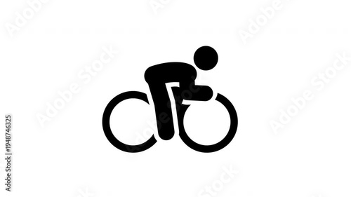 Animated Cyclist Riding Bicycle Pictogram Seamless Loop Cycling Sport Activity