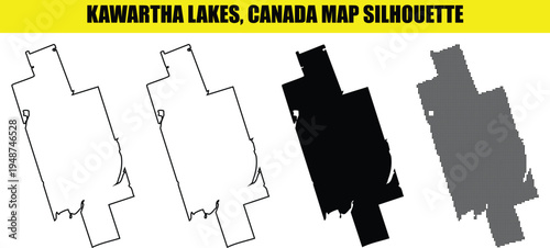 Kawartha Lakes Canada map silhouette isolated on transparent background, set of various map silhouettes