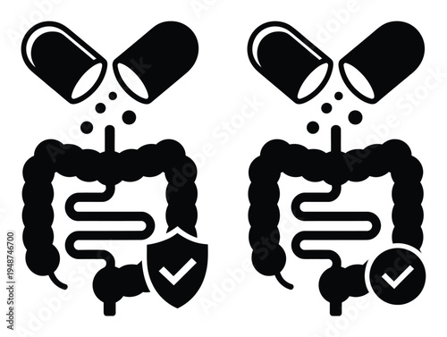 Of Intestinal Health: Medication and Protection Symbols