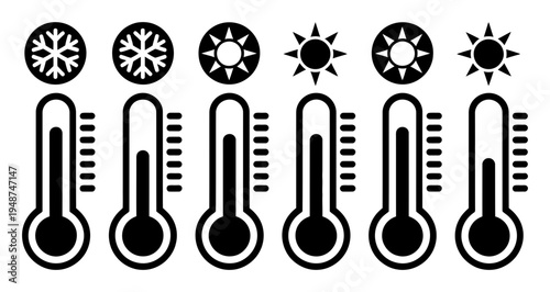 Temperature Thermometer Weather Icons Vector Illustration