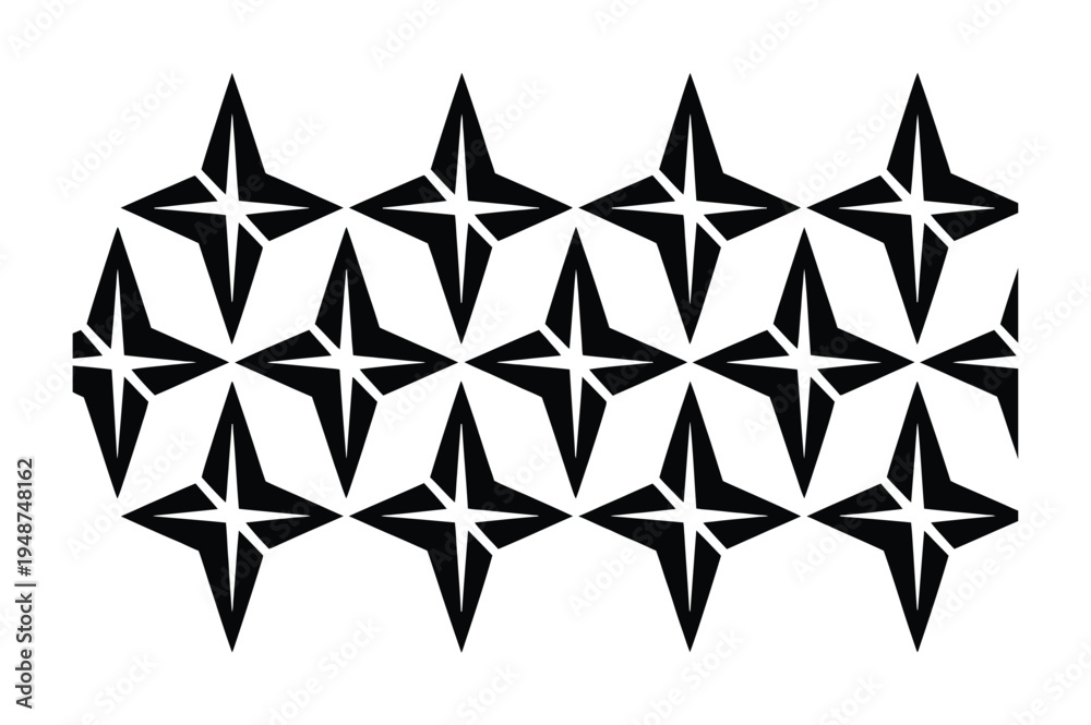 Obraz premium Black and White Geometric Starburst Pattern on White Background