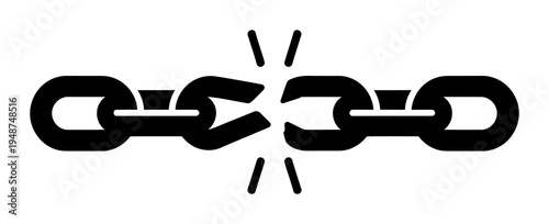 Broken Chain Link Symbolizing Separation and Weakness