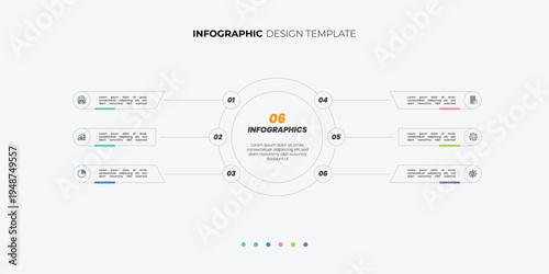 Business data visualization. timeline infographic icons designed for abstract background template. infographic business presentation template with 6 options.