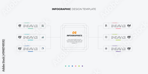 Business data visualization. timeline infographic icons designed for abstract background template. infographic business presentation template with 6 options.