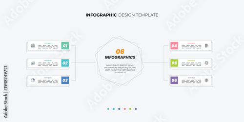 Business data visualization. timeline infographic icons designed for abstract background template. infographic business presentation template with 6 options.