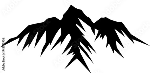 Minimalist Black Mountain Range Silhouette Vector Illustration on White Background
