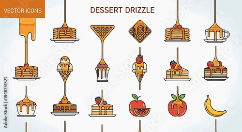 A collection of various desserts and fruits are hanging from strings in a creative arrangement.
