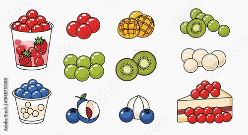 Fresh fruits and desserts arranged on a table for a sweet treat