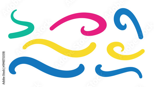 Set of 6 colorful swirl icons vector