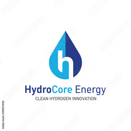 Water drop with negative space letter h icon for clean energy industry logo HydroCore Energy