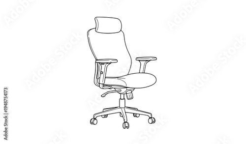 Ergonomic office chair line art furniture coloring book vector illustration
