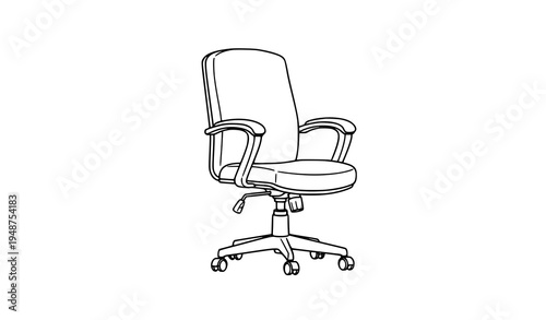 Swivel office chair outline furniture coloring page vector illustration